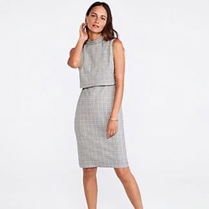 Ann Taylor - The Overlay Sheath Dress In Plaid In Neutral Multi NWT